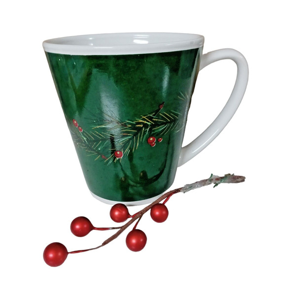 🎄 Vintage Christmas Mug ☕ Green Holly Berry Holiday Festive Cup - Picture 9 of 9